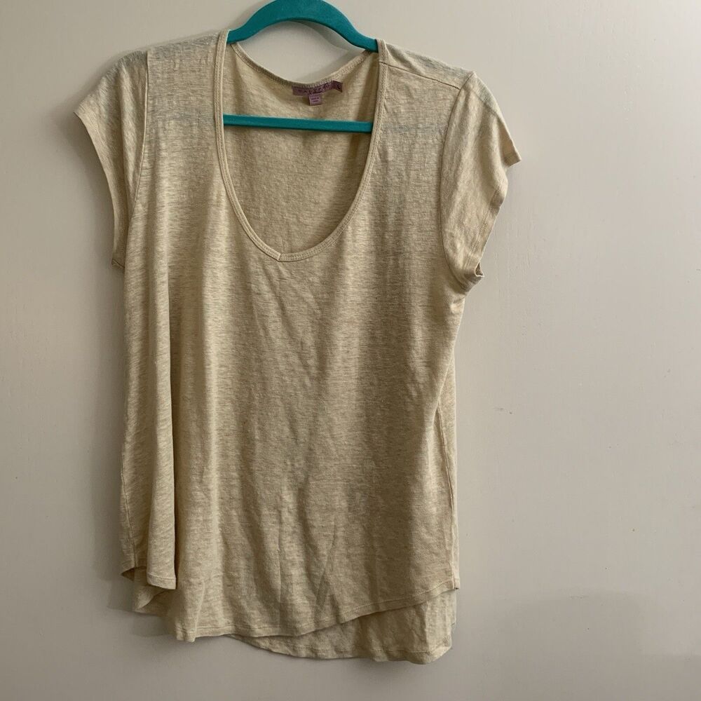 Calypso st Barths linen short sleeve Large top stretchy Oversize See Measurement